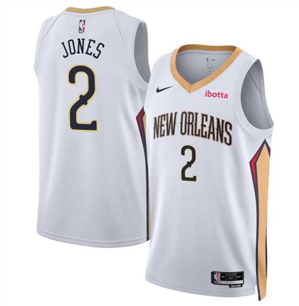 Mens New Orleans Pelicans #2 Herb Jones White 2024 Association Edition Stitched Basketball Jersey Dzhi->new orleans pelicans->NBA Jersey